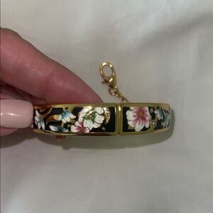 NWOT Brighton Black and Gold Floral Bracelet, Size Small